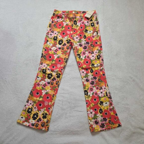 31 Mother x Anthropologie Mid-rise Smokin double flood Flowers Al Fresco jeans - Picture 4 of 11